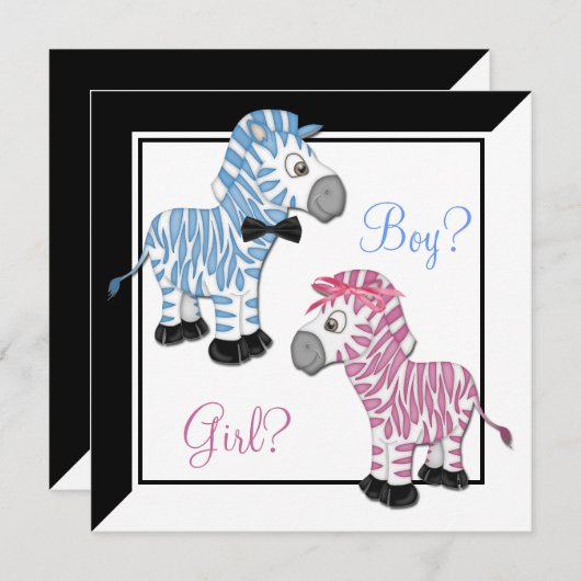 Pink Zebra Blue Zebra Gender Reveal Kaart (Voorkant / Achterkant)