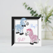 Pink Zebra Blue Zebra Gender Reveal Kaart (Staand voorkant)