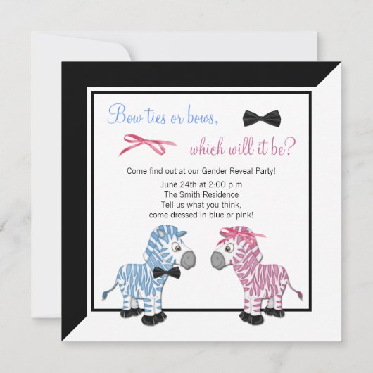 Pink Zebra Blue Zebra Gender Reveal Kaart (Achterkant)