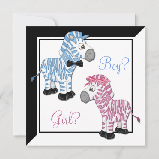 Pink Zebra Blue Zebra Gender Reveal Kaart (Voorkant)