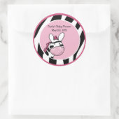 PINK ZEBRA DIVA Baby shower 3-inch sticker (Tas)