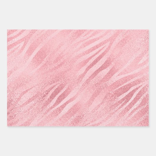 Pink Zebra Gold Glitzy Glitter Inpakpapier Vel (Voorkant 2)
