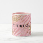 Pink Zebra Gold Glitzy Glitter Mok (Midden)