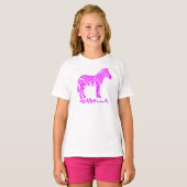 Pink Zebra Kids T-Shirt – Cute Striped Animal Tee (Voorkant volledig)