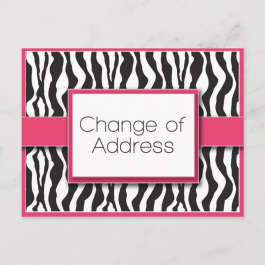Pink Zebra Print Wijziging van adres Briefkaarten (Voorkant)