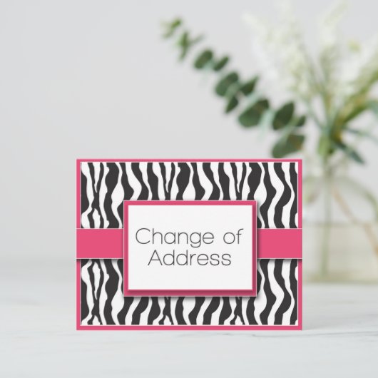 Pink Zebra Print Wijziging van adres Briefkaarten (Staand voorkant)