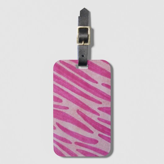Pink zebra stripes bagagelabel (Voorkant (verticaal))