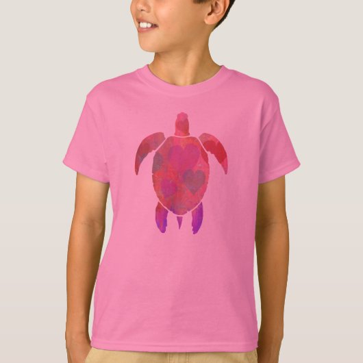 PINK ZEE TURTLE MET HEARTS T SHIRT (Voorkant)