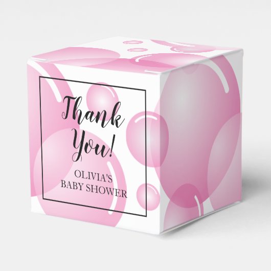 PInk zeepbel meisje baby shower dank je partij Bedankdoosjes (Voorkant Zijde)