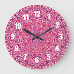 Pink Zen Mandala boho lace Grote Klok