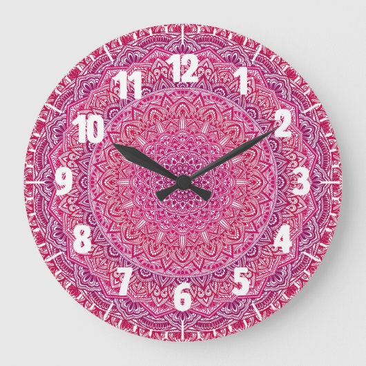 Pink Zen Mandala boho lace Grote Klok (Voorkant)