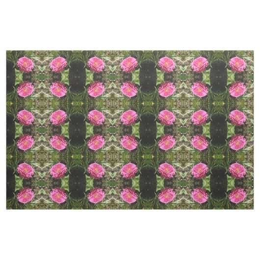 Pink Zinnia Floral Patterned Fabric Stof (Fat Quarter)