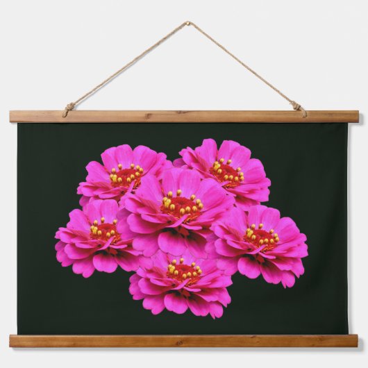 Pink Zinnia Flower Bouquet  Hangend Wandkleed (Voorkant)