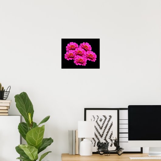 Pink Zinnia Flower Bouquet Poster (Thuiskantoor)