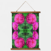 Pink Zinnia Flower Pair Abstract Pattern Hangend Wandkleed (Voorkant)