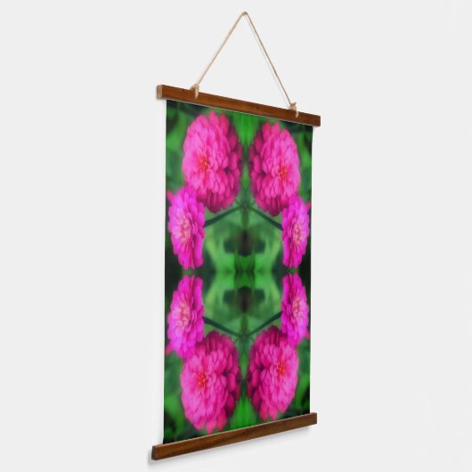 Pink Zinnia Flower Pair Abstract Pattern Hangend Wandkleed (Gebogen)