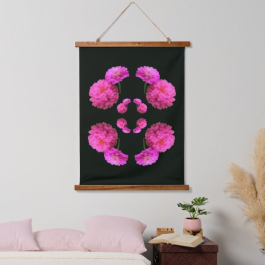 Pink Zinnia Flower Pair Nature Abstract  Hangend Wandkleed (Slaapkamer)