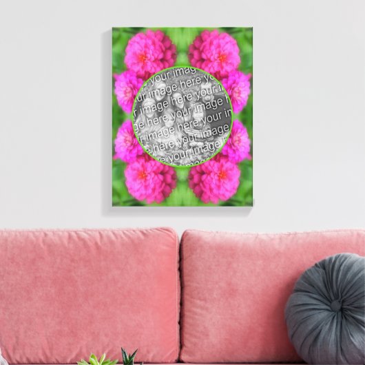 Pink Zinnia Flowers Creëer Uw Eigen Foto Canvas Afdruk (Insitu (Woonkamer))