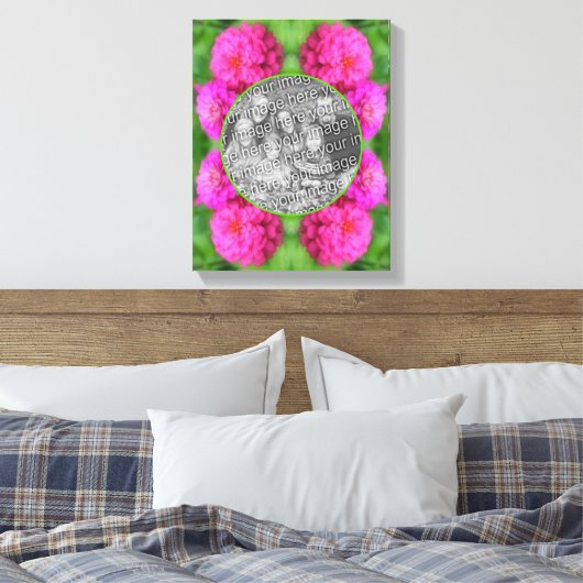 Pink Zinnia Flowers Creëer Uw Eigen Foto Canvas Afdruk (Insitu (Slaapkamer))