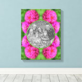 Pink Zinnia Flowers Creëer Uw Eigen Foto Canvas Afdruk (Insitu (Houten vloer))