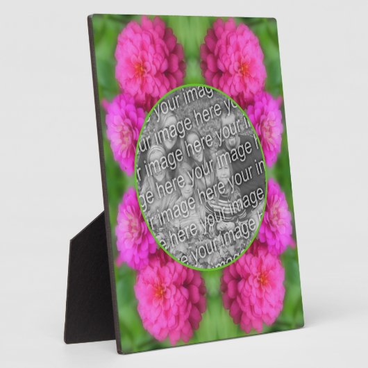 Pink Zinnia Flowers Creëer Uw Eigen Foto Fotoplaat (Zijkant)