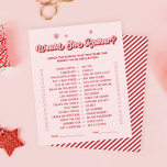 Pink Zou ze liever Christmas Baby shower Game<br><div class="desc">Voeg een feestelijke draai toe aan uw feest met dit gepersonaliseerde roze 'Zou ze liever' kerst Baby shower spel! Perfect voor het creëren van leuke herinneringen, dit spel combineert baby shower spel ideeën met een unieke Santa baby baby shower thema. Ideaal voor winterse baby shower thema's, het brengt seizoensgebonden vrolijkheid...</div>