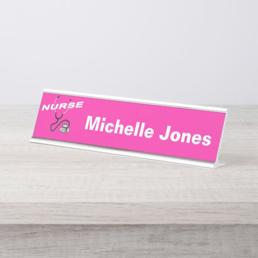 PINK Zurse Desk Accessoires Bureau Naambordje (Voorkant)