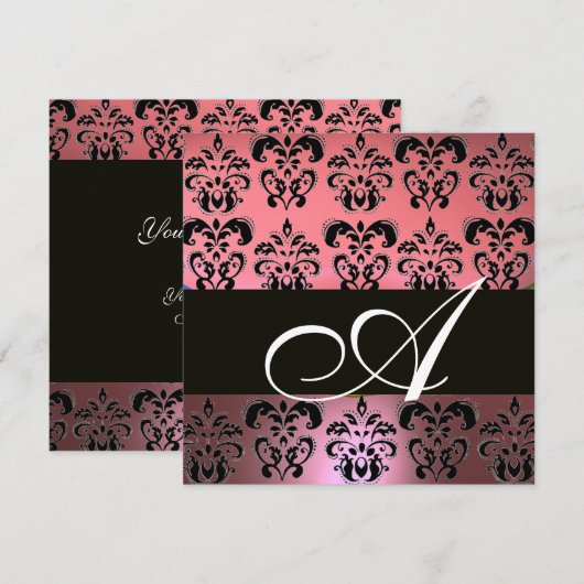 PINK, ZWARTE, PAARSE DAMASKMONOGRAM, wit Kaart (Voorkant / Achterkant)