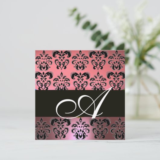 PINK, ZWARTE, PAARSE DAMASKMONOGRAM, wit Kaart (Staand voorkant)