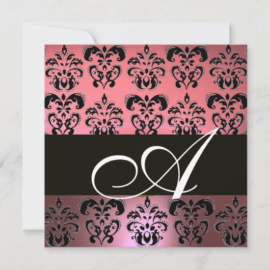 PINK, ZWARTE, PAARSE DAMASKMONOGRAM, wit Kaart (Voorkant)