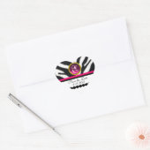 PINK ZWARTE WITTE ZEBRA VALSE MONOGRAM, sparen de  Hart Sticker (Envelop)