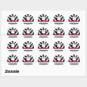 PINK ZWARTE WITTE ZEBRA VALSE MONOGRAM, sparen de  Ronde Sticker (Vel)