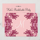 PINK  ZWIRL BACHELORETTE PARTIJINVITATIE KAART (Voorkant / Achterkant)