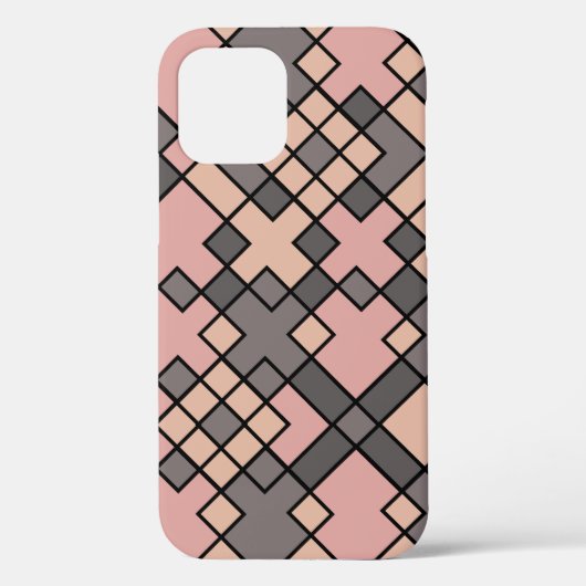 Pinka en paarse zwarte rasterpatroon Case-Mate iPhone case (Achterkant)