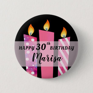 Pinkadelic Candles Voeg naam toe Leeftijd Verjaard Ronde Button 5,7 Cm