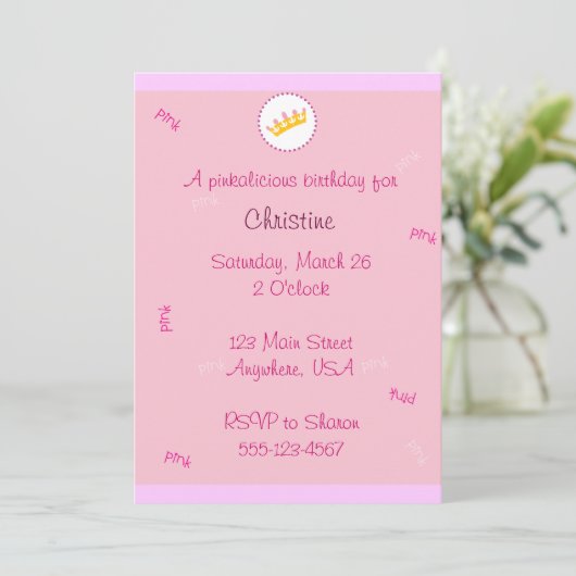 Pinkalicious-uitnodiging Kaart (Staand voorkant)