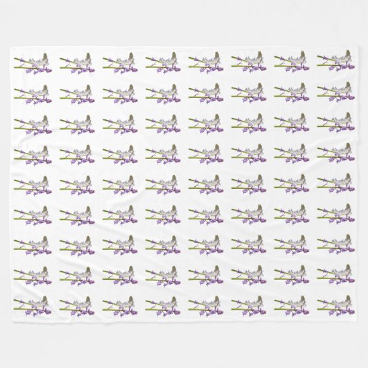 Pinkbells Fabric Pattern. Fleece Deken (Voorkant (Horizontaal))