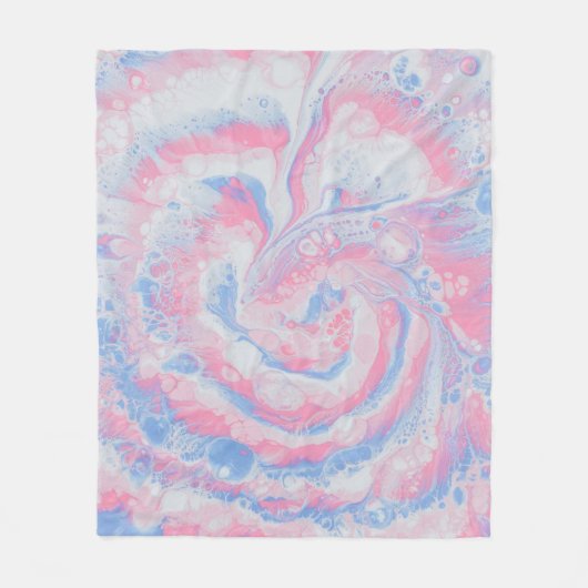 PINKBLAUW EN WITTE ABSTRACTE SCHIJVEN FLEECE DEKEN (Voorkant)