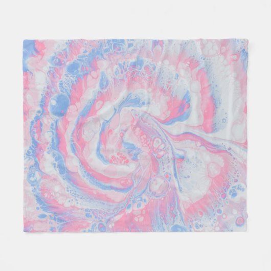 PINKBLAUW EN WITTE ABSTRACTE SCHIJVEN FLEECE DEKEN (Voorkant (Horizontaal))