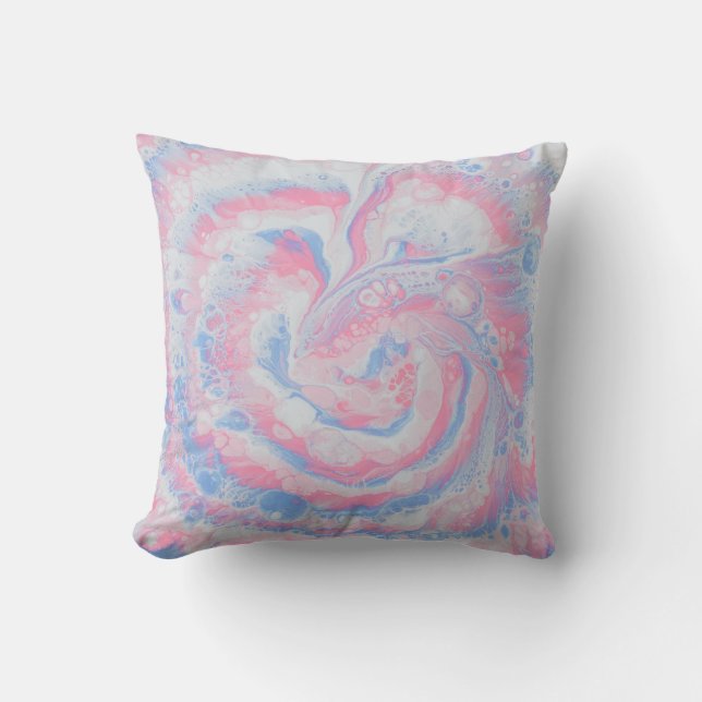 PINKBLAUW EN WITTE ABSTRACTE SCHIJVEN KUSSEN (Voorkant)