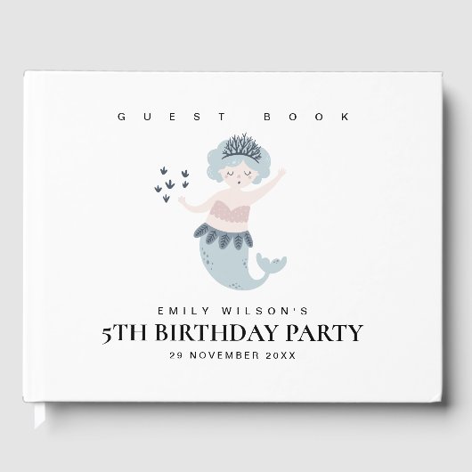 PINKBLAUWE MERMAID KIDS BIRTHDAY GASTENBOEK (Voorkant)