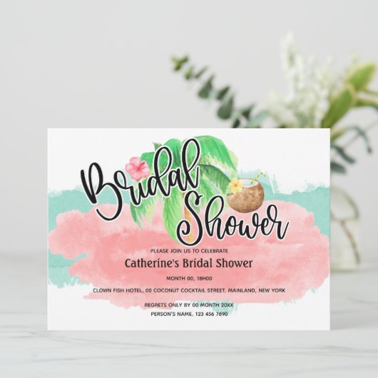 Pinkbloem moderne bruid kaart (Staand voorkant)