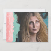 Pinkbloem moderne bruid kaart (Achterkant)