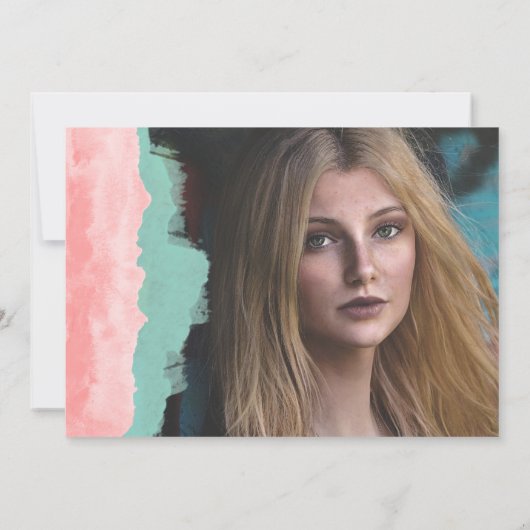 Pinkbloem moderne bruid kaart (Achterkant)