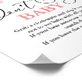 PinkBow niet zeggen baby' Baby shower Game teken Poster (Hoek)