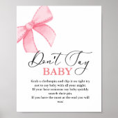 PinkBow niet zeggen baby' Baby shower Game teken Poster (Voorkant)