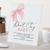PinkBow niet zeggen baby' Baby shower Game teken Reclamebord Met Voetstuk (Insitu)