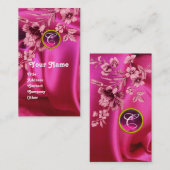 PINKCARNATIES FUCHSIA SILK CLOTH, GEM MONOGRAM VISITEKAARTJE (Voorkant / Achterkant)