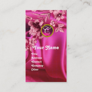 PINKCARNATIES FUCHSIA SILK CLOTH, GEM MONOGRAM VISITEKAARTJE