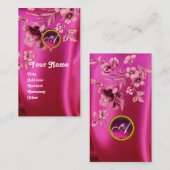 PINKCARNATIES FUCHSIA SILK CLOTH, GEM MONOGRAM VISITEKAARTJE (Voorkant / Achterkant)